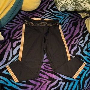 Victoria's Secret | Black Leggings with Tan Stripes